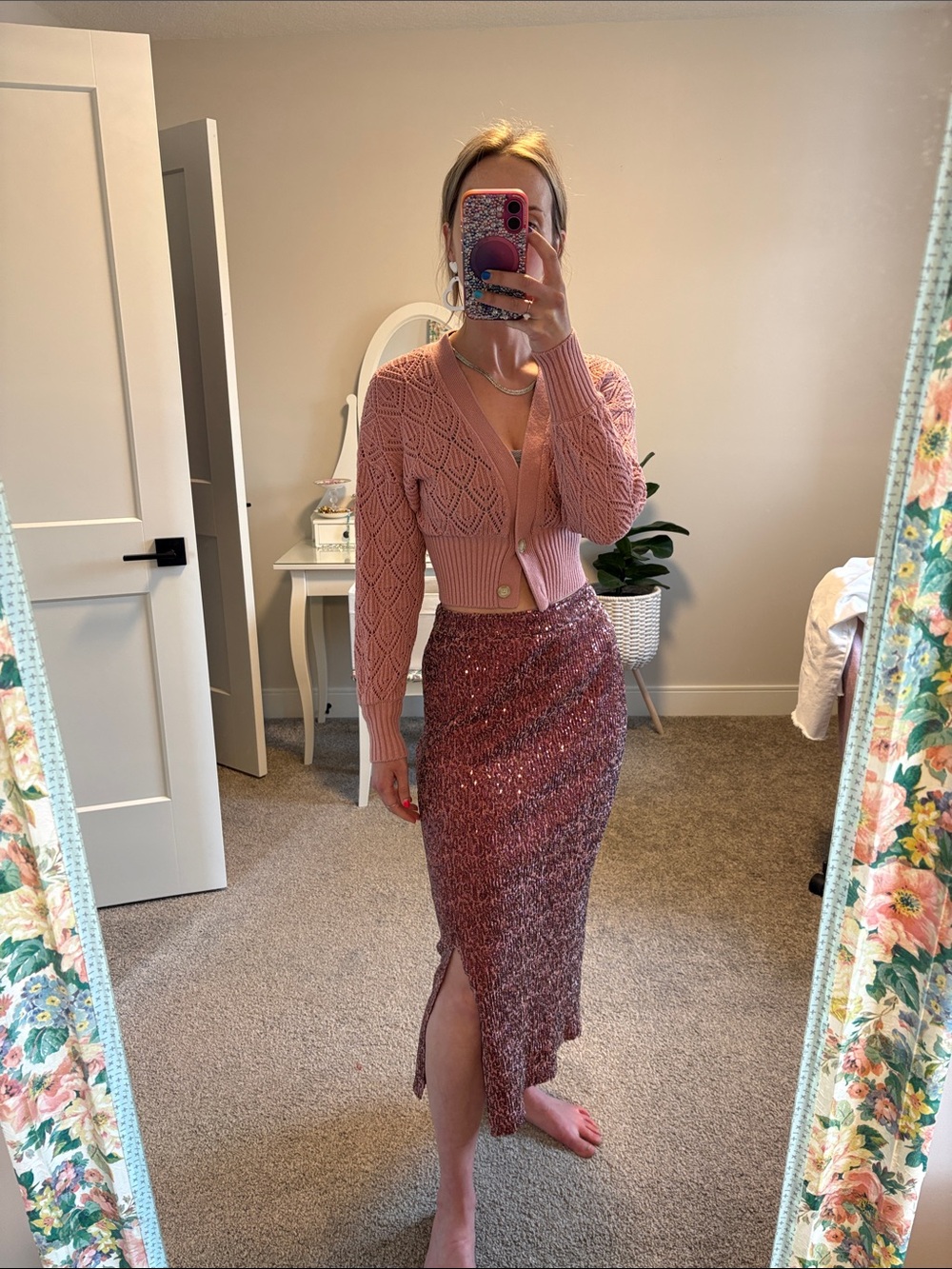 Maeve by Anthropologie Sequin Slit Midi Skirt